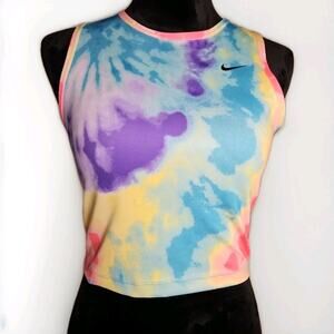 Nike Dri-Fit Tie Dye Crop Tank Top Women’s Small Multicolor Athletic Running